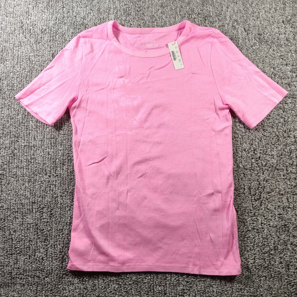 J.Crew Perfect Fit T-Shirt Pink Crew Neck Short Sleeve Women Large Neon Preppy